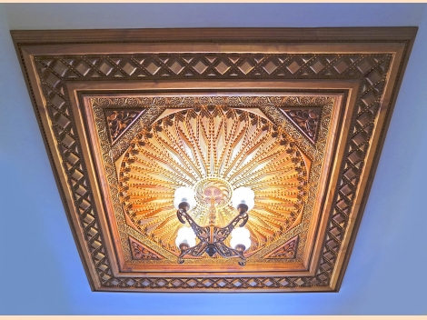 Unique carved ceiling from oak and lime tree