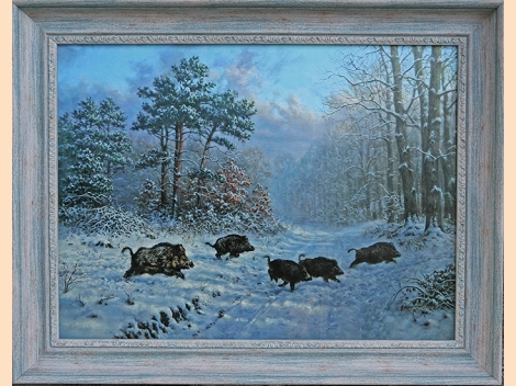 Wild boar, winter - 2, 56cm / 70cm