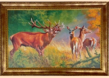 Roaring Deer, painting, 106cm / 73cm