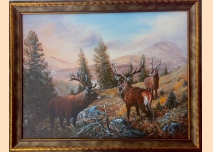 Red Deer, Mountain, painting